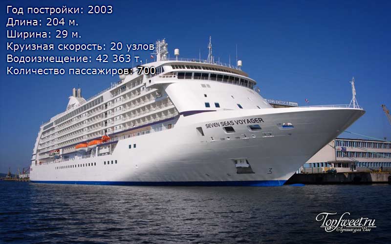 Seven Seas Voyager "width =" 800 "height =" 500 " Class = "aligncenter size-full wp-image-17671" /> </p>
<p> Seven Seas Voyager is even the best luxury cruise A vessel under the control of Regent Seven Seas Cruises. The liner was put into operation in 2003. Its main feature is that almost every room has a balcony. </p>
<p> <img data-src=