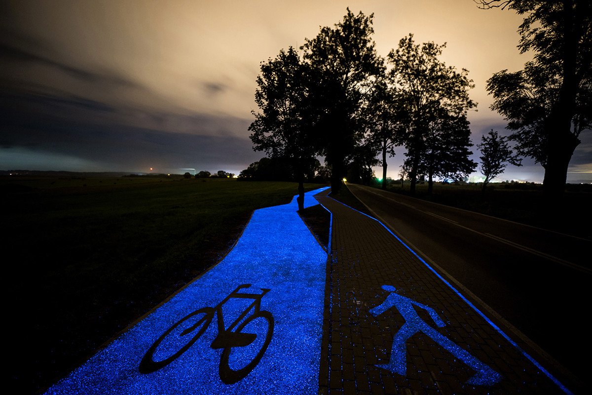 Glow-In-The-Dark Bicycle Path