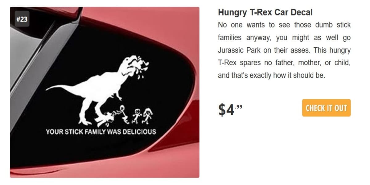 23 Hungry T-Rex Car Decal