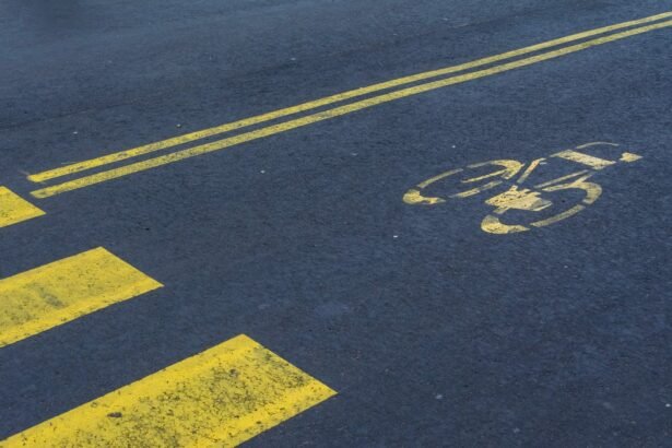 Illustrative stock photo: road markings, car