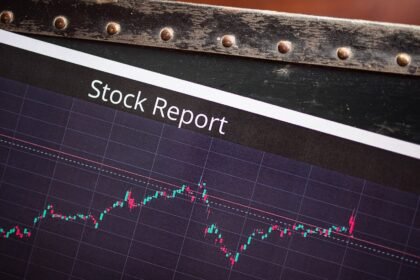Detailed view of a stock report displaying a market performance graph with data trends.