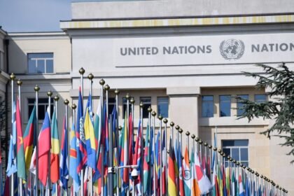 Illustrative stock photo: United Nations, General Assembly chamber, podium